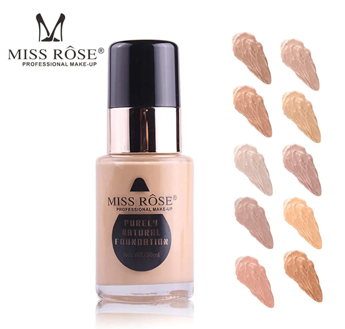 Miss Rose Waterproof Moisturizing Oil Free Full Coverage Deep Whitener Liquid Foundation 30Ml