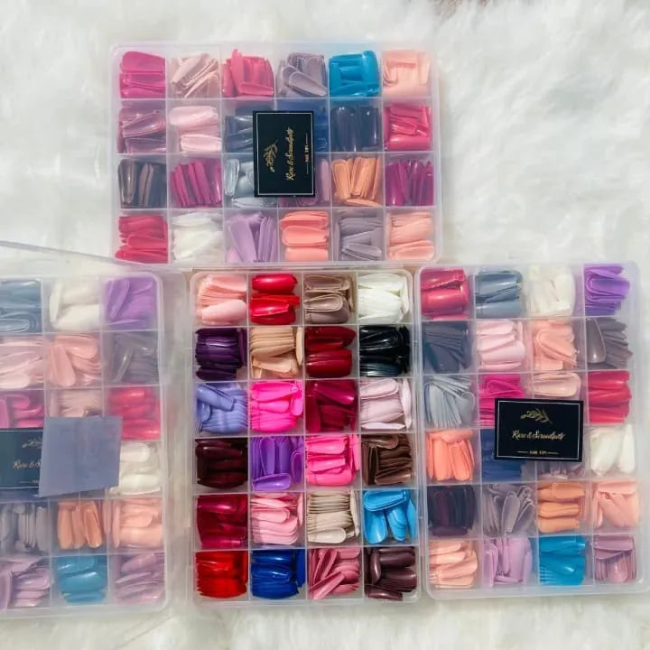 576 Pcs Box Colorful Artifical Nails Acrylic Full Cover Nail | Fake Nails | Fancy Artifical Nails | French nails | Nails For girls In Multicolours