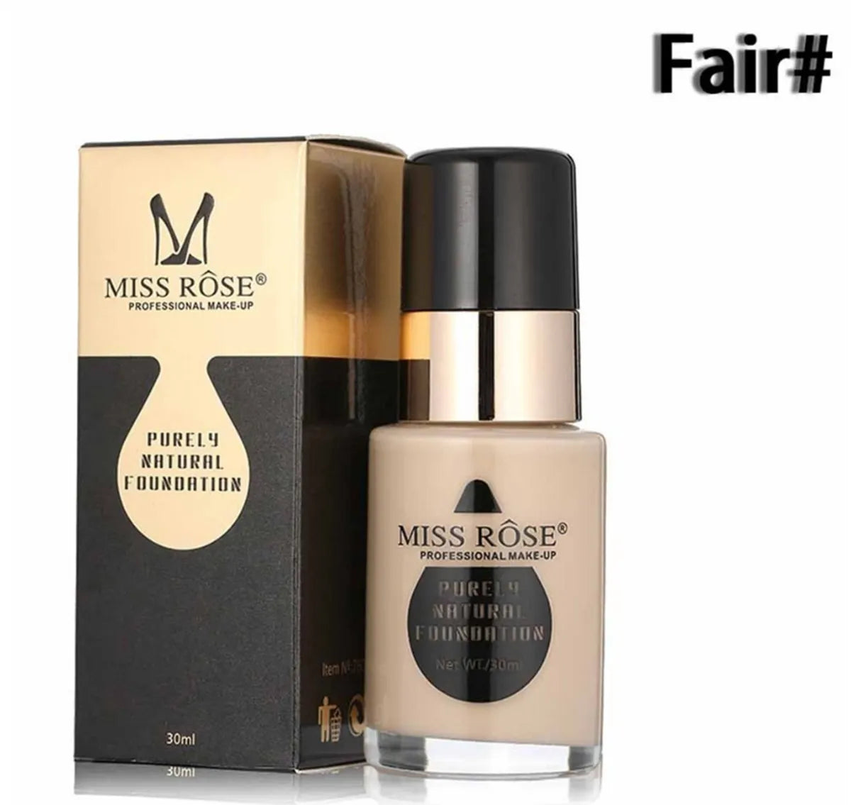 Miss Rose Waterproof Moisturizing Oil Free Full Coverage Deep Whitener Liquid Foundation 30Ml