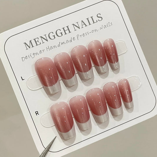Menggh PK （with silicone stickers）24Pcs Acrylic False Nails Set - French Tip Press-On Nails , Reusable Full Cover Artificial Nails in Multiple Colors & Sizes for DIY Manicure（Please check the product details page before placing an order）