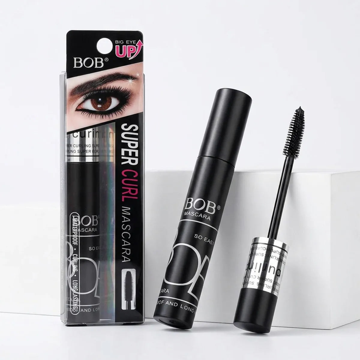 BOB Super Curl Mascara Waterproof Mascara Black - Dermatologically Tested Formula