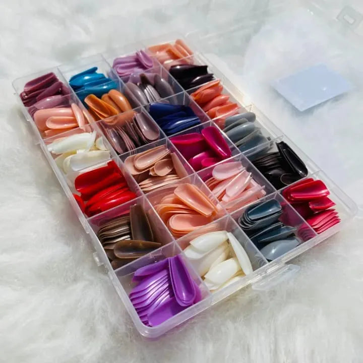 576 Pcs Box Colorful Artifical Nails Acrylic Full Cover Nail | Fake Nails | Fancy Artifical Nails | French nails | Nails For girls In Multicolours